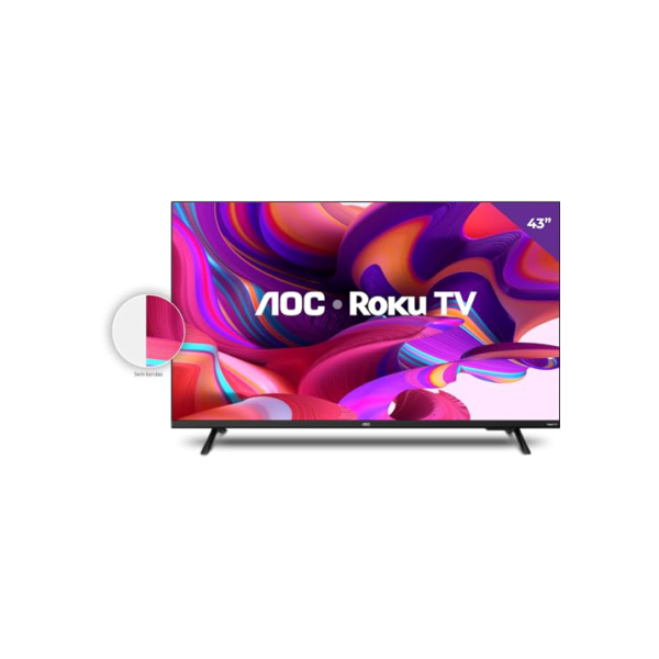 AOC 43S5135/78G - Smart TV LED 43" Full HD, Design sem bordas, Wifi, Conversor Digital, USB, HDMI