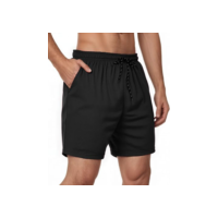 Short esportivo masculino de secagem rápida leve para corrida e treino, Preto, P