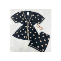 Píjama Americano Feminino Gola V Com Botões Amamentação Blogueira Malha Premium