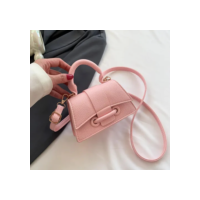 Mini Bolsa Tiracolo Quadrada Feminina Pu Street Fashion Rosa