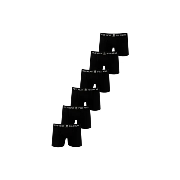 Kit 6 Cuecas Boxer Algodão Polo Wear Preto