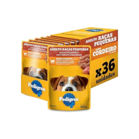 Pack Ração Úmida Pedigree Sachê Cordeiro ao Molho para Cães Adultos de Raças Pequenas 100 g - 36 unidades