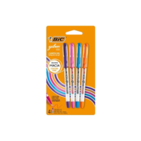 BIC, Caneta em Gel, Gelocity, Ponta Fina, 4 Cores