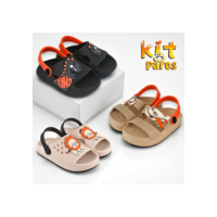 Kit 3 Pares Sandália Papete Infantil Menino Confortável