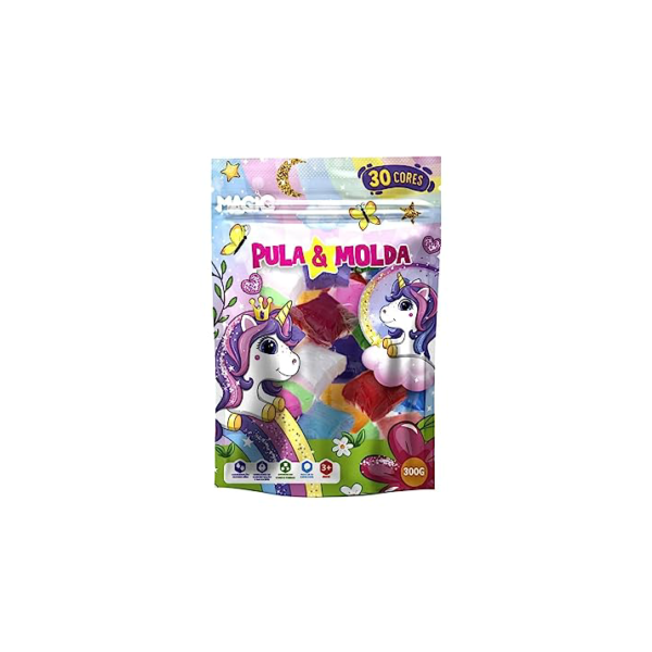 Massinha de Modelar Pula e Molda 30 Cores Unicórnio 300g