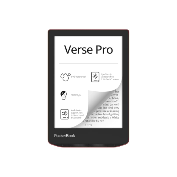 PocketBook - Verse Pro - Leitor de E-Book - Tinta eletrônica - 6 polegadas - 16 GB - Vermelho