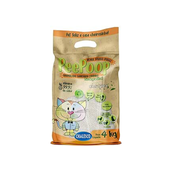 Chalesco Areia Higiênica Biodegradável PeePoop Fininho 4kg