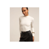 Blusa em Tecido Texturizado com Golinha Alta Branco Neve