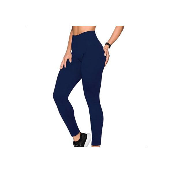 Selene Calça Legging Academia Fitness Cintura Alta Feminina Microfibra Poliamida Sem Costura Zero Transparências, 1 - Marinho, G