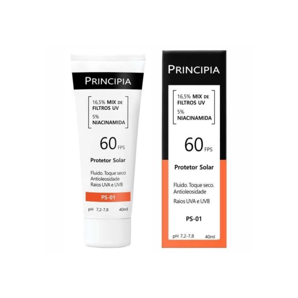 Protetor Solar Principia FPS60 Fluido Toque Seco Antioleosidade PS-01 40ml