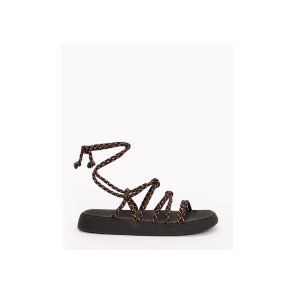 sandália flatform cordas moleca preto