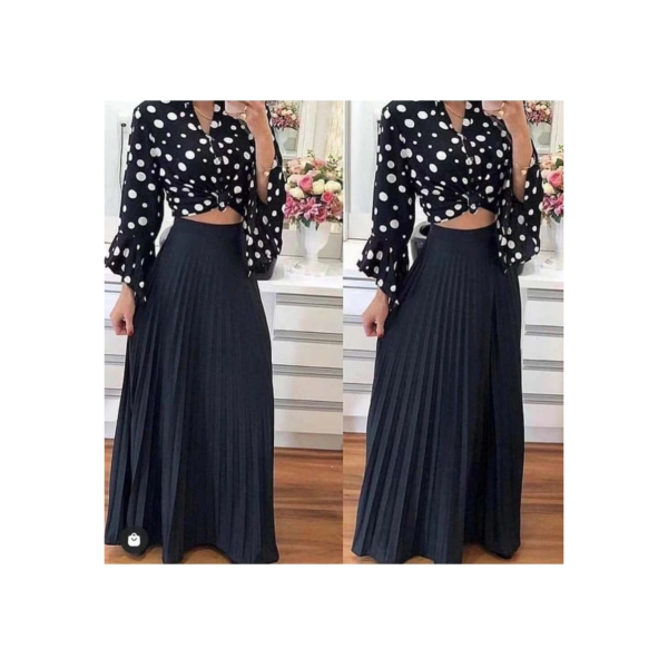 Saia Plissada Longa Premium Moda Feminina Elegante Social