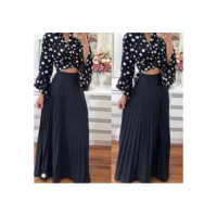 Saia Plissada Longa Premium Moda Feminina Elegante Social