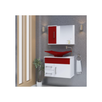Conjunto Turin MDF gabinete de banheiro com pia e espelheira