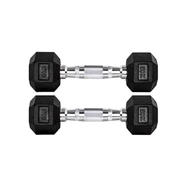 Par Halteres 2kg +2kg Dumbbell Sextavado Emborrachado Pegada Cromada Gallant (gdb02f3b-pt)