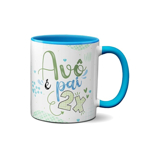 Caneca Avô É Pai 2 Vezes Feliz Dia Dos Avôs Xícara Vovô (Azul)
