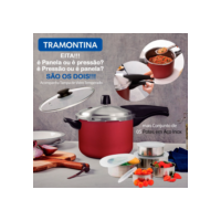 Panela de Pressão Tramontina Vancouver Vermelha 2 em 1 e Conjunto de Tigelas 5 Peças em Aço Inox