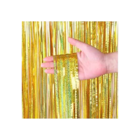 Cortinas Holográficas para Decoração de Festa – 2 Peças 2x1m para Aniversário, Casamento e Eventos, Decoração Brilhante e Elegante (Dourado)