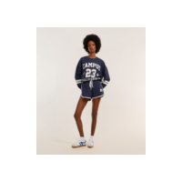 Short Curto em Moletom com Forro Fleece e Estampa 23 Azul Marinho
