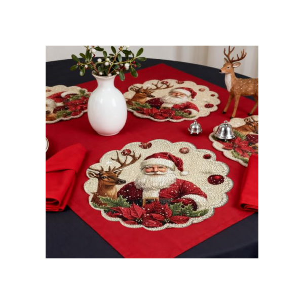 4 tapetes de mesa redondos de Natal para decoração de jantar, homem de gengibre, árvores de boneco de neve, flocos de neve, jogos americanos redondos de Natal, tapetes de mesa sazonais de Natal 20 x