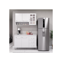 Cozinha Modulada Compacta Fidelitá Viena 2 Peças 120cm 5 Portas 3 Gavetas Com Tampo Branco