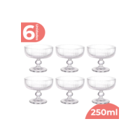 Jogo 6 Taça Sobremesa Vidro Sorvete Açai 250ml Canelado Luxo
