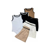 Kit 3 Short Alfaiataria 3 Body Bicolor Preto Bege E Branco