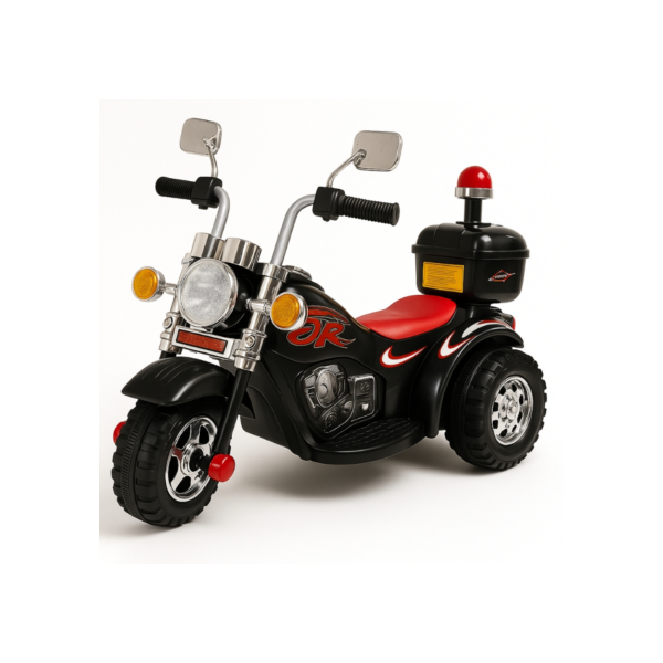 Moto Motinha Elétrica Infantil Com Som, Luz, Sirene e Retrovisor de Polícia e Baú Brinq Kids