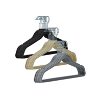 Kit 100 Cabides Veludo Slim Antideslizante Ultra Fino Preto Bege Cinza
