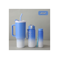 Kit 3 Garrafa Copo Agua Squeeze C/ Adesivos Lembretes beber Agua Tendencia NOVA
