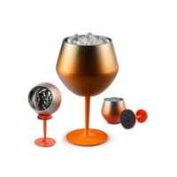 Taça Térmica Inox 2 em 1 414ml Copo Térmico Isolado a Vácuo Parede Dupla Gin Vinho ou Drinks Inquebrável Reutilizável Haste Removível