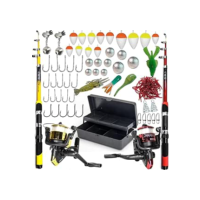 Kit Pesca Completo 2 varas 2 molinetes mais Estojo com Isca Boia Anzol Chumbada