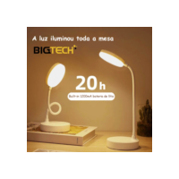 Luminária Abajur de Mesa LED Luz Recarregável Touch Haste Flexível Lâmpada De Estudo Sem Fio BigTech