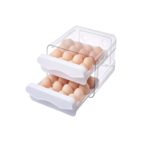 Gaveteiro Duplo em Plástico Tipo Porta 32 Ovos para Cozinha Geladeira