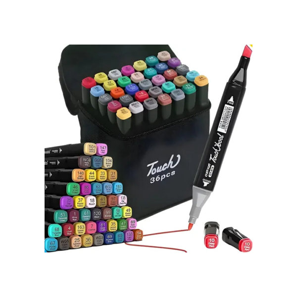 Canetinha Marcadores Profissional 36 Cores Permanente Grossa Fina Touch