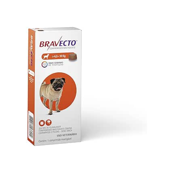 Bravecto para Cães 250mg - 4,5 até 10kg