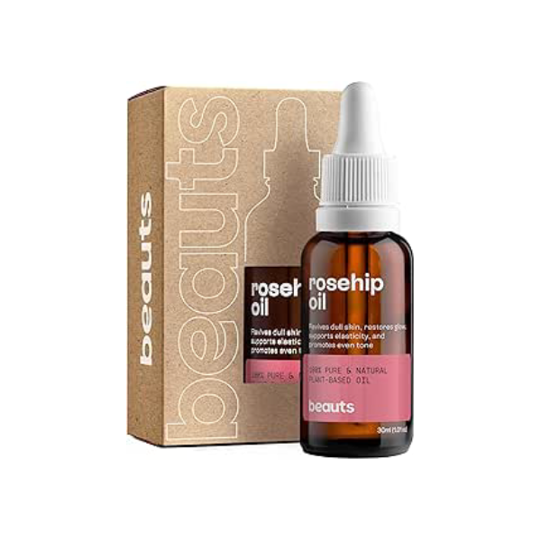 Óleo de Rosa Mosqueta Pura - Clareador, Hidratante e Antioxidante - Para Manchas, Rugas, Estrias e Melhor Elasticidade - Uso Facial, Oleo Corporal e Cabelos - 100% Puro Natural Vegano - 30 mL Beauts