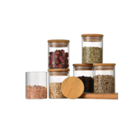 Kit 06 Potes de Mantimentos Herméticos 200ml Pote Redondo de Vidro Premium