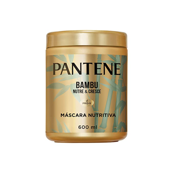 Pantene Máscara de Nutrição - Extrato de Bambu com Óleo de Rícino e Cafeína, Tratamento Capilar Reparador, Nutrição desde a Raiz até as Pontas, Cabelos mais fortes, Sem Sulfatos ou Óleos Minerais, 600ml