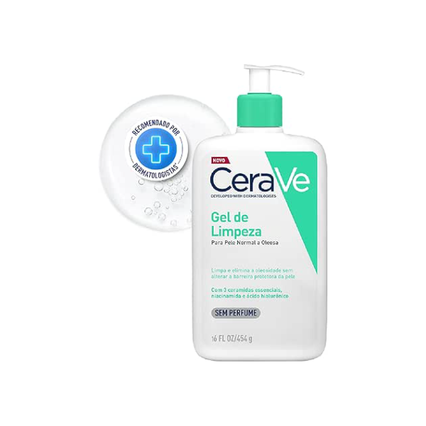 CeraVe, Gel de Limpeza Facial para pele oleosa, com Ácido Hialurônico e Niacinamida