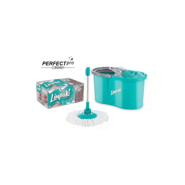 Balde Perfect Mop Pro 360° giratório limpeza geral esfregão cor azul