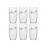 Jogo De Copos De Vidro 300ml Amor Vermelho Oca Nadir Figueiredo