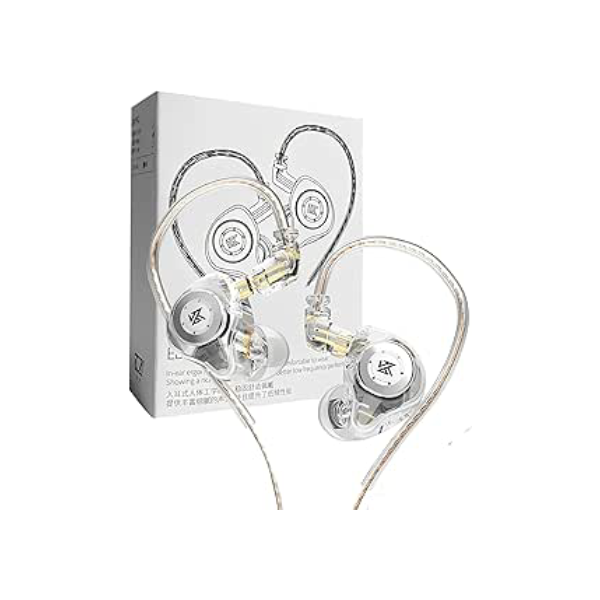 Fone De Ouvido Profissional KZ EDX Pro Intra-auricular, Driver Dinâmico Magnético Composto de 10mm, Cabo Substituível, Original - Perfeito para Cantores - AlverSun (CRYSTAL)
