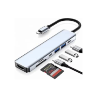 Adaptador Hub 7 em 1, USB-C, HDMI 4K, USB 3.0 e Carregamento Rápido