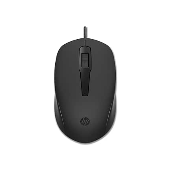Mouse USB HP 150 - Plug and Play, com Design Elegante, Ambidestro e Ergonômico, Sensor Óptico 1600 DPI, Confortável e Preciso, Compatível com Windows, Cor Preta (240J6AA)