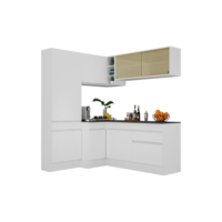 Armário de Cozinha Completa de Canto com Rodapé Veneza Multimóveis MP2089.891 Branco