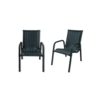 Kit 2 Cadeira Para Jardim Area Externa Fibra Sintético Junco Cor Argila Listras