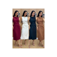 Vestido Feminino Alfaiataria Midi com Amarração Lateral Elegante | PMG