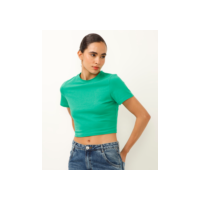 blusa baby look de algodão peruano verde