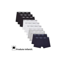 Kit Com 10 Cuecas Infantis Para Meninos Boxer Algodão Mash